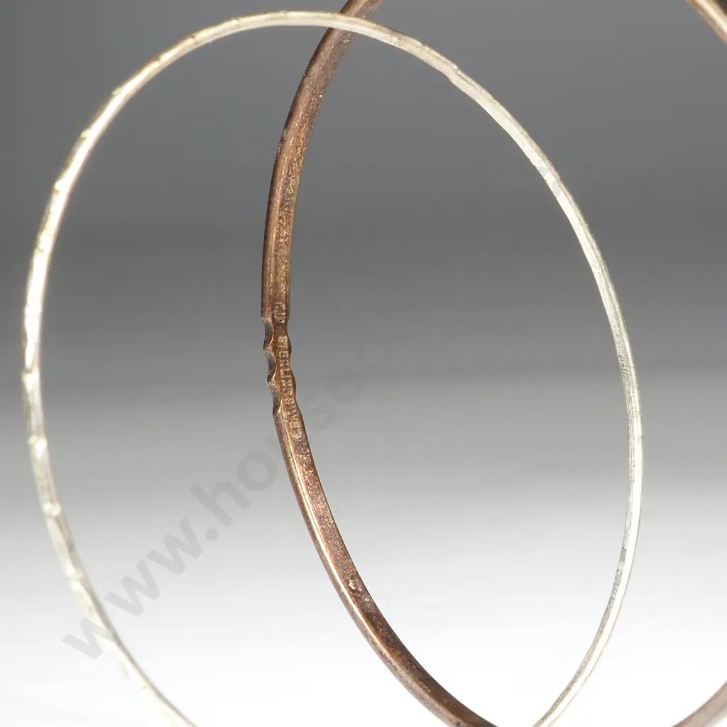 Two Fine Sterling Silver Bangles with Delicate Patterning Image 1++