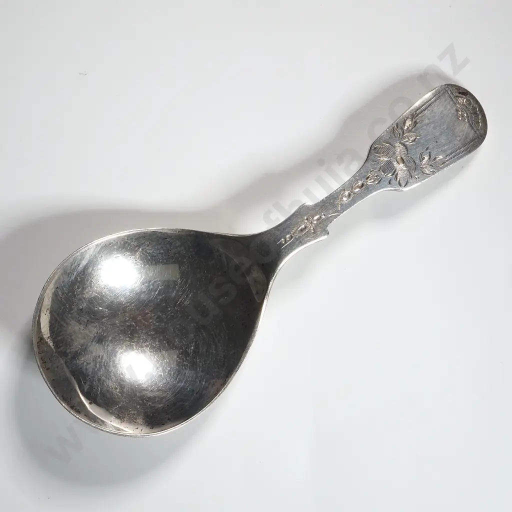 Sterling Silver Caddy Spoon with Engraved Handle Sheffield Image 1++