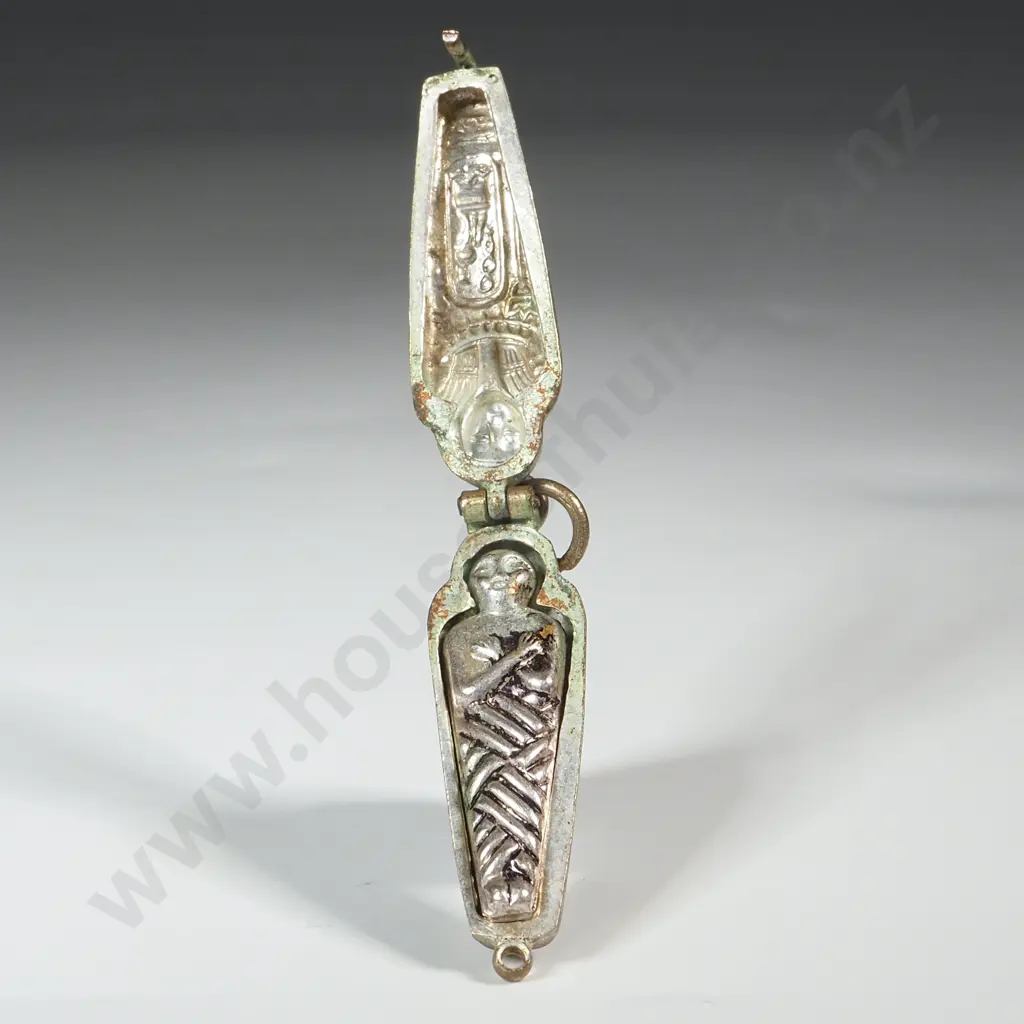 Antique Egyptian Sarcophagus Pendant & Mummy Charm Present Image 1++