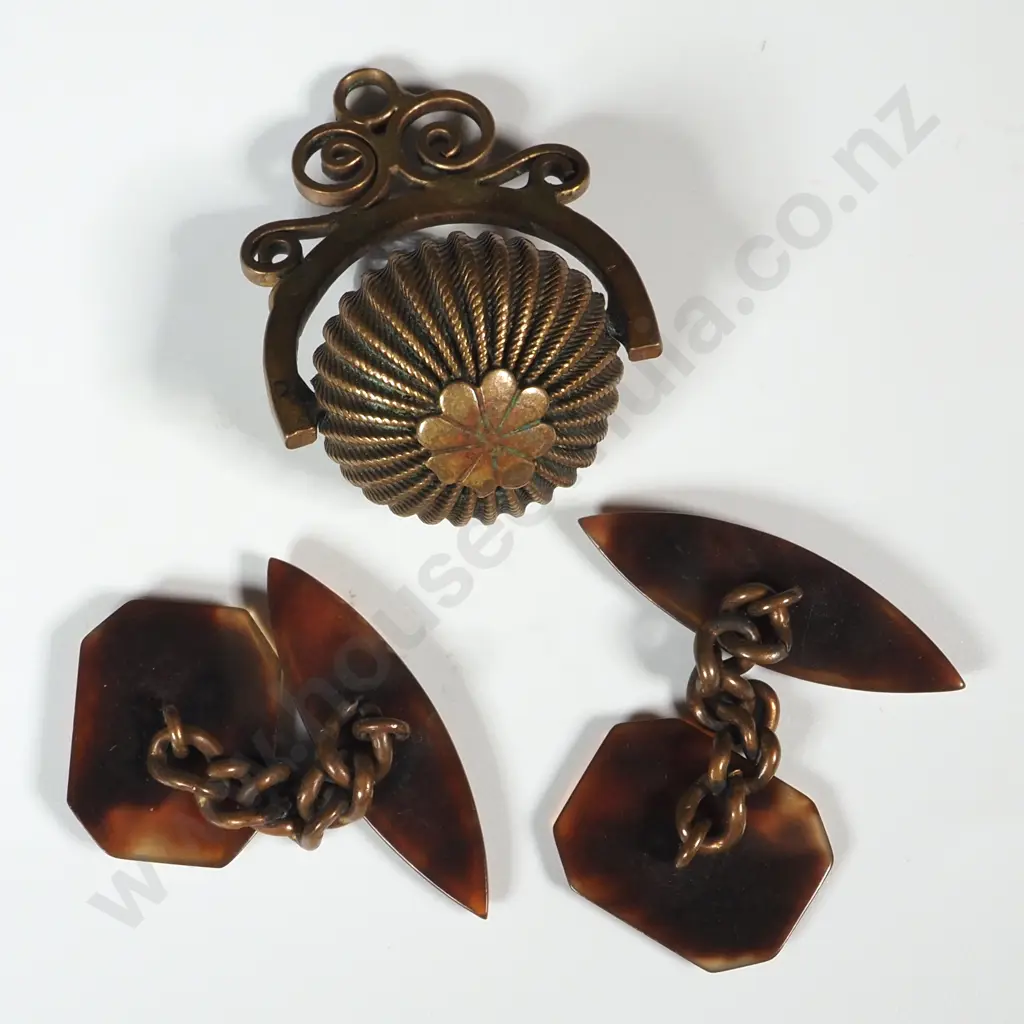 Ornate Brass Spinner & Tortoiseshell Cufflinks  Image 1++