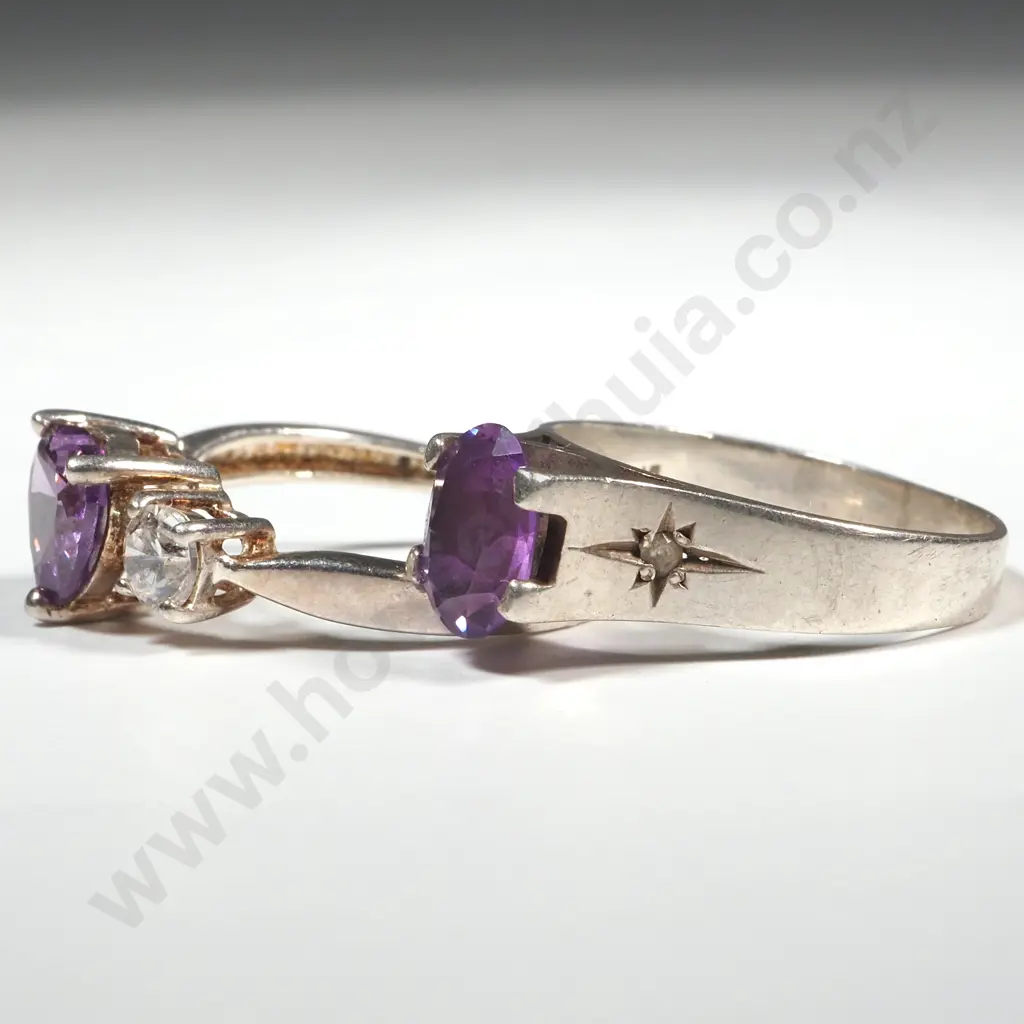 Two Sparkly Sterling Silver Rings Image 1++