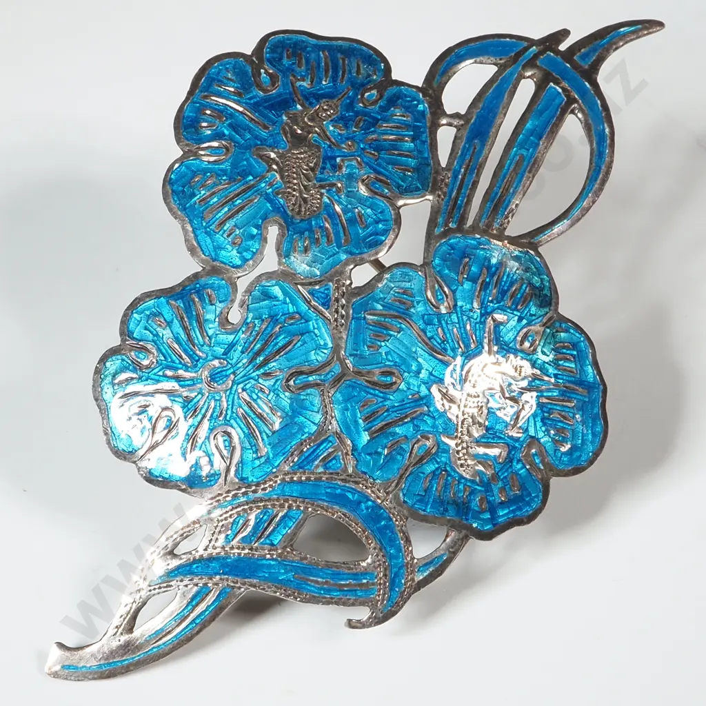 Sterling Silver & Enamel Brooch Image 1++