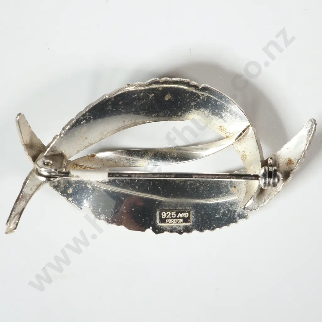 Vintage Sterling Silver Feather Brooch. Marked 925. Foreign A & D  Image 1++