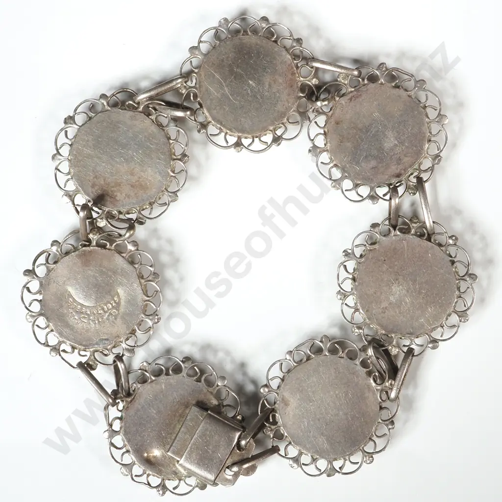 Sterling Silve Filigree Medallion Link Bracelet  Image 1++