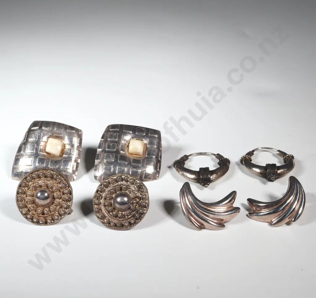 Four Pairs Silver Earrings Image 1++