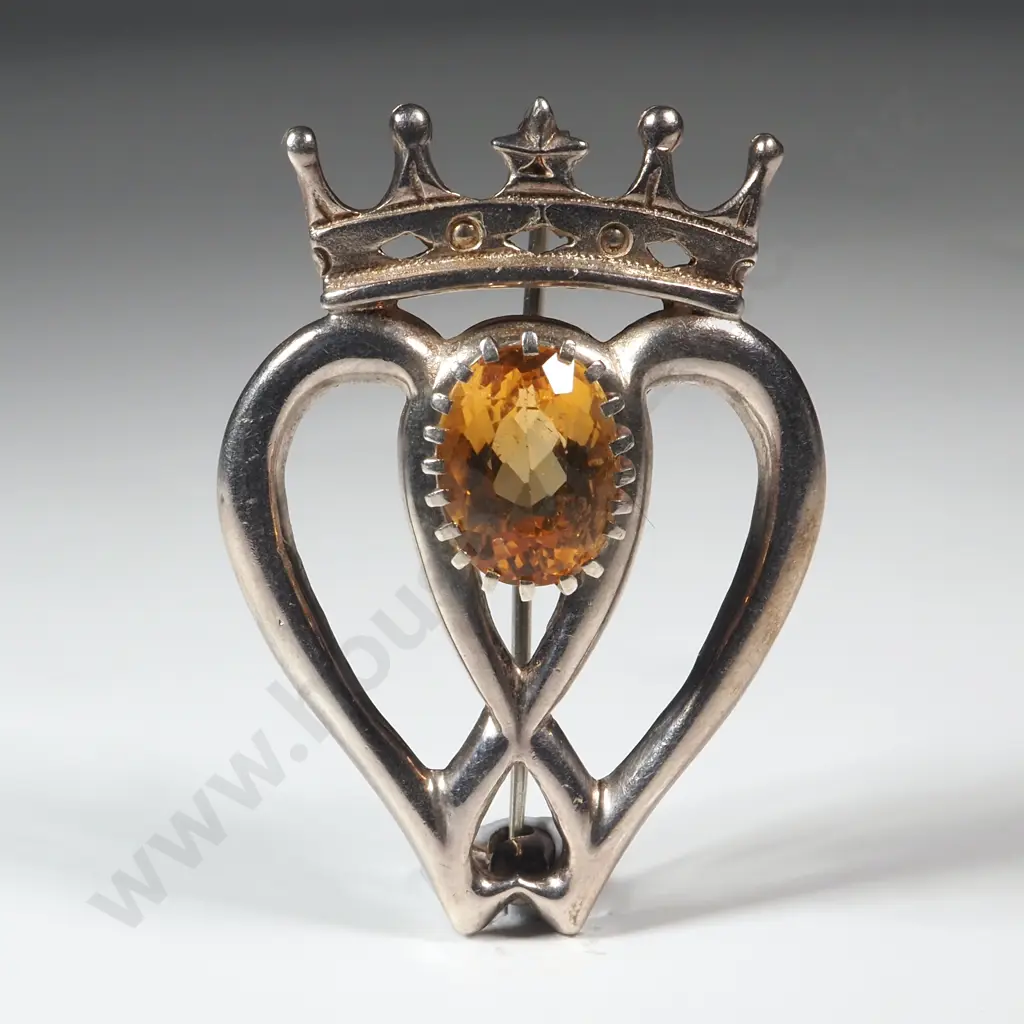 Sterling Silver & Stone Brooch Image 1++