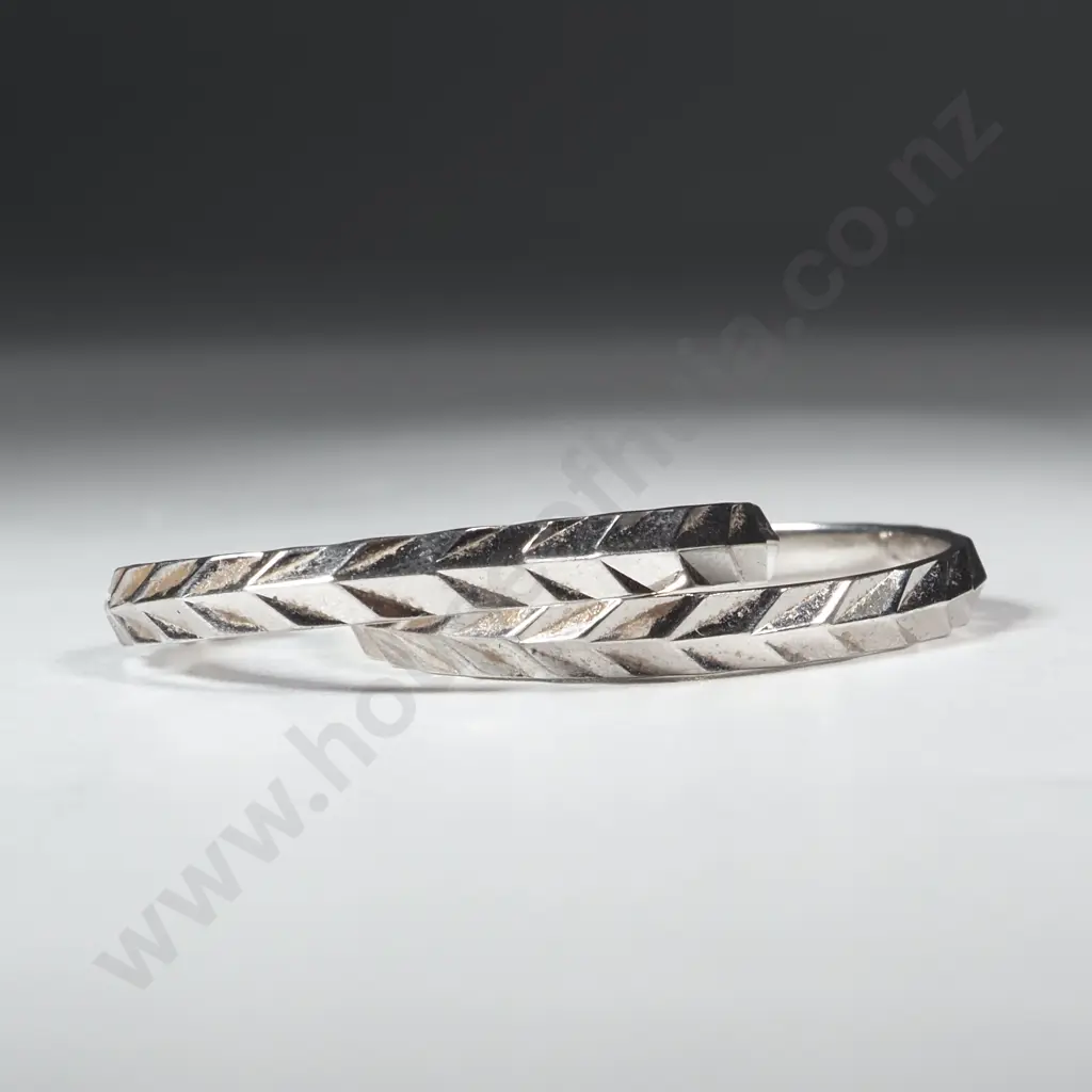 Sterling Silver Facetted Hoop Earrings  Image 1++