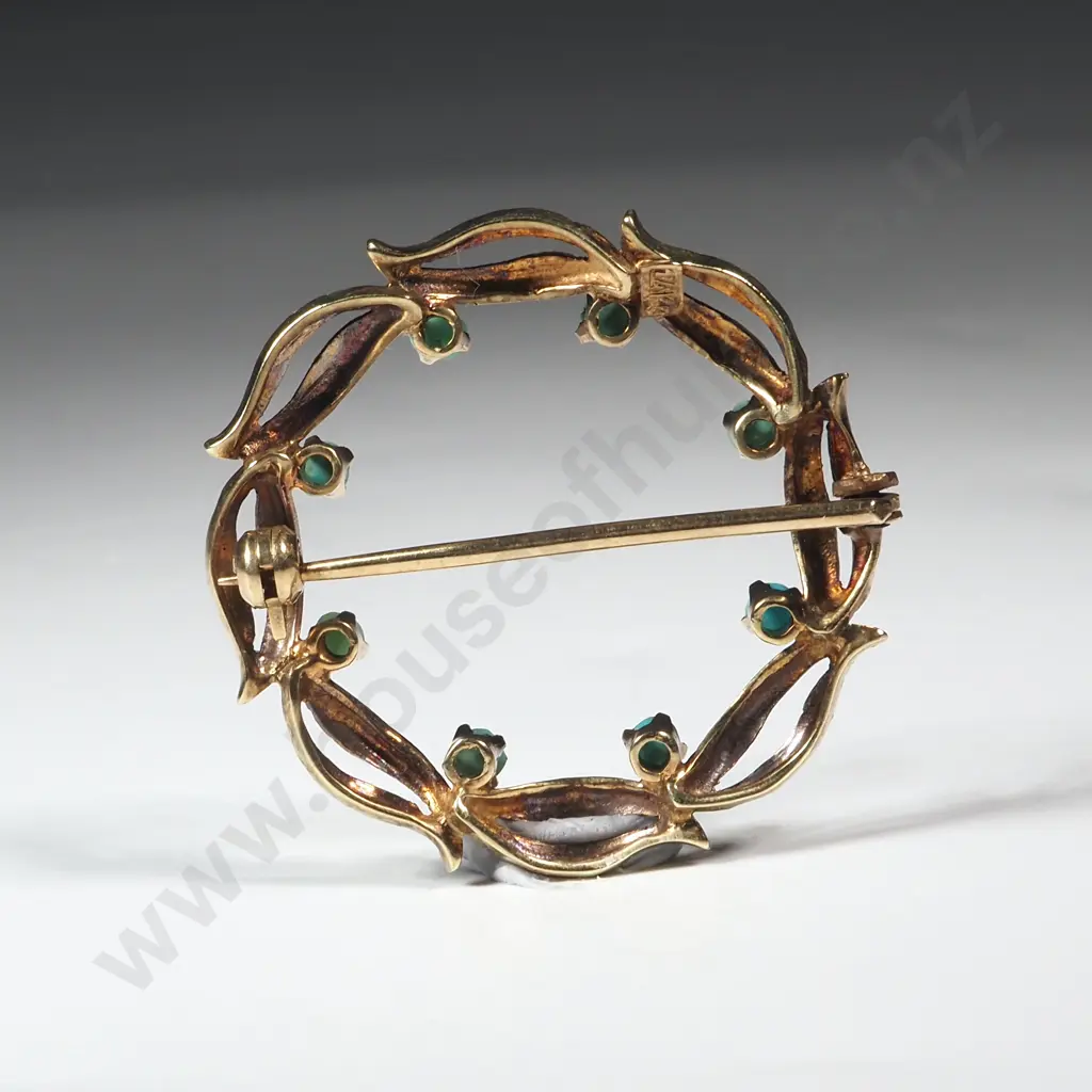 14ct Gold & Turquoise Brooch Image 1++