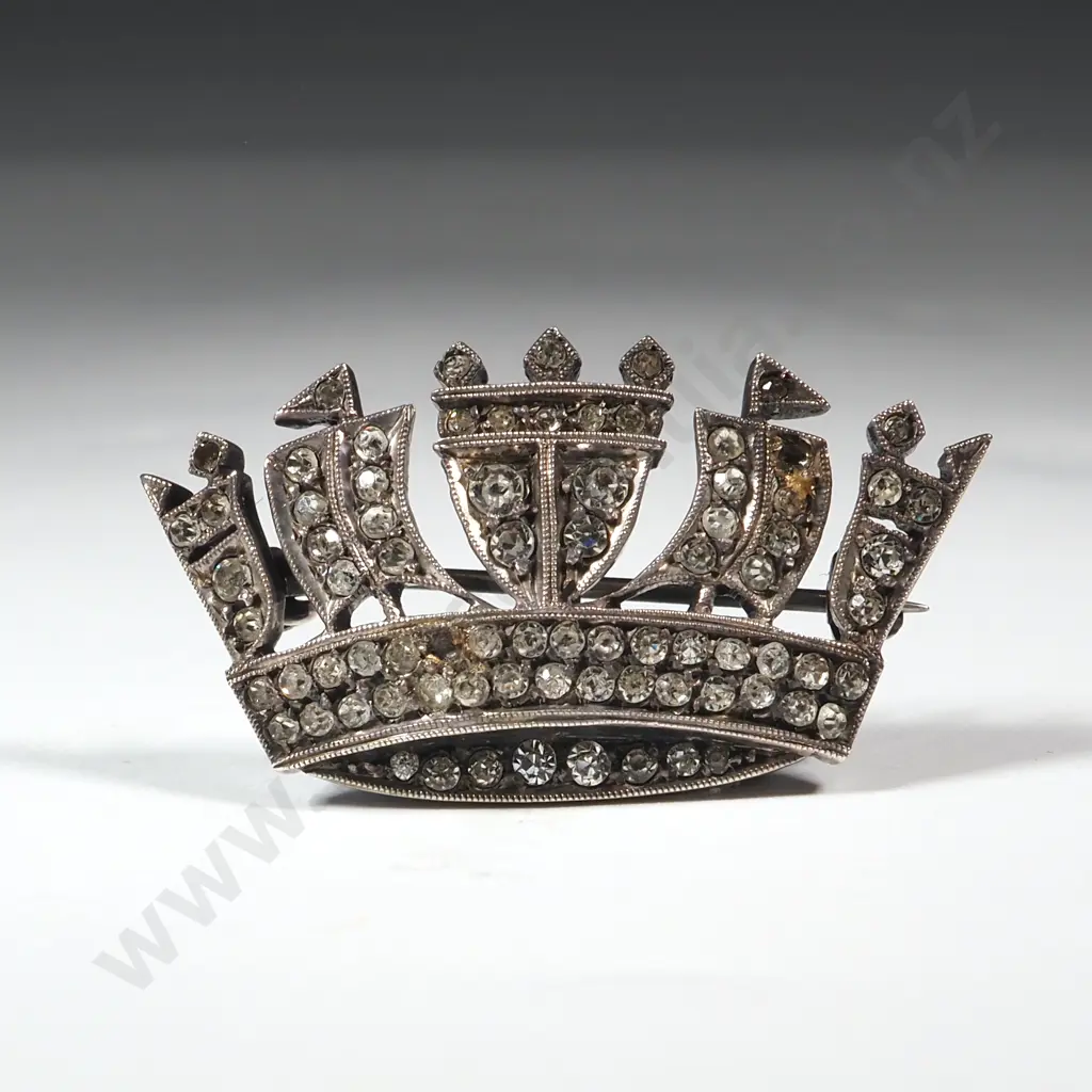 Sterling Silver & Marcasite Naval Crown  Image 1++