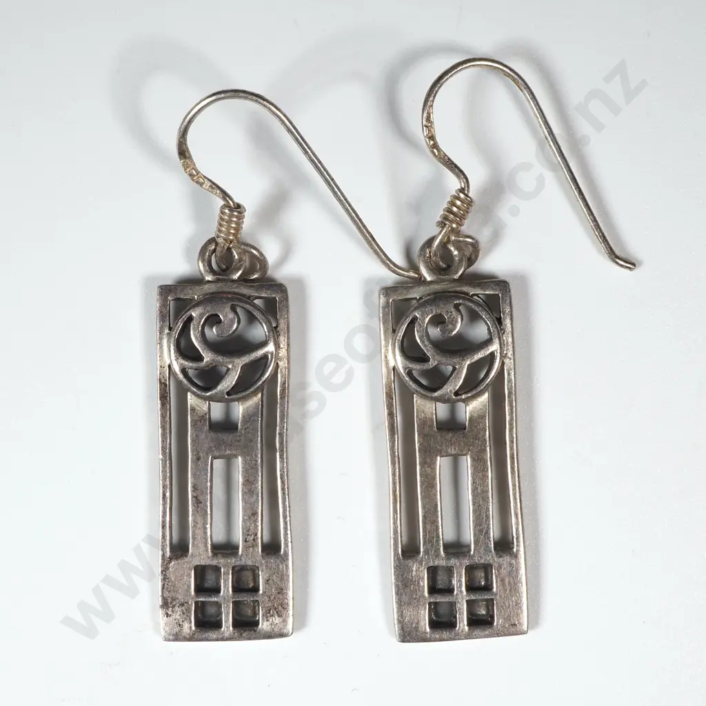 Pair Of Rennie MacIntosh Style Sterling Silver Drop Earrings Image 1++