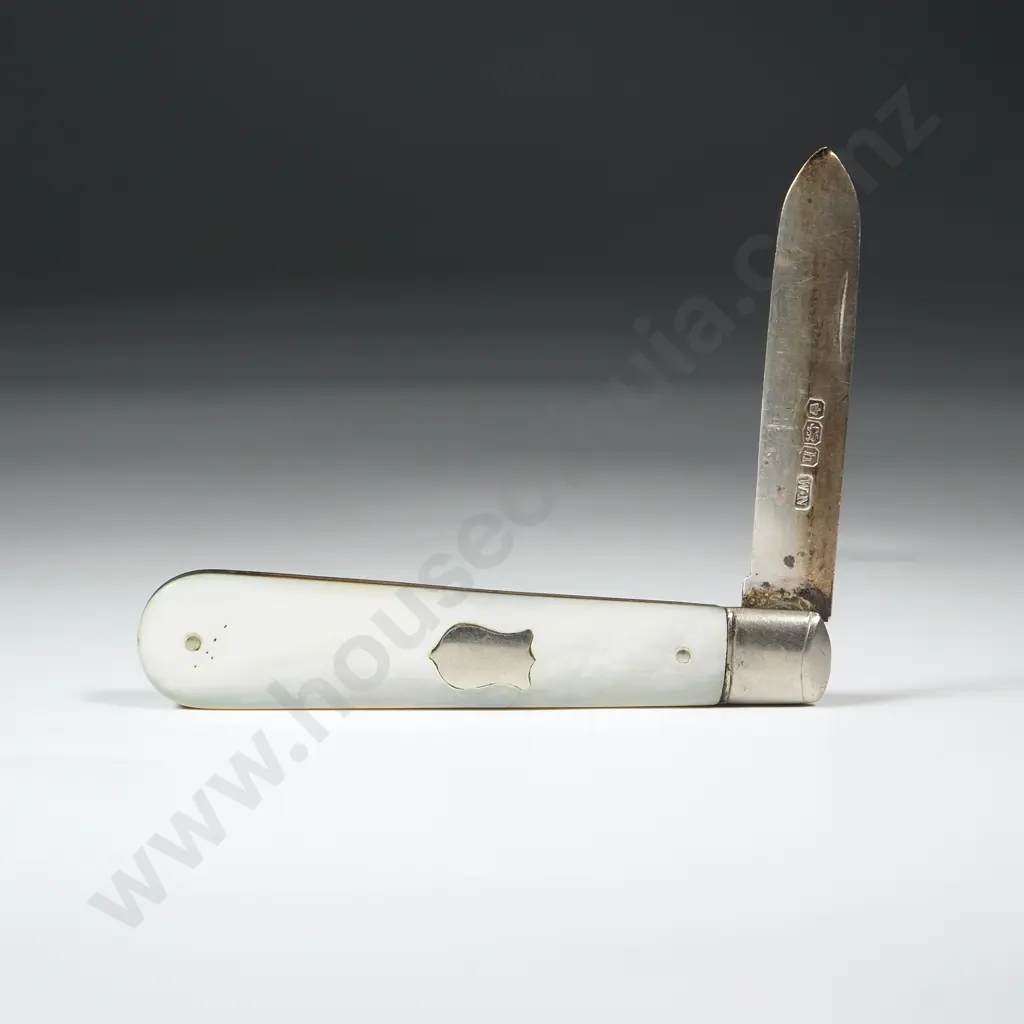 Sterling Silver & Mother of Pearl Handled Pocket Knife Image 1++