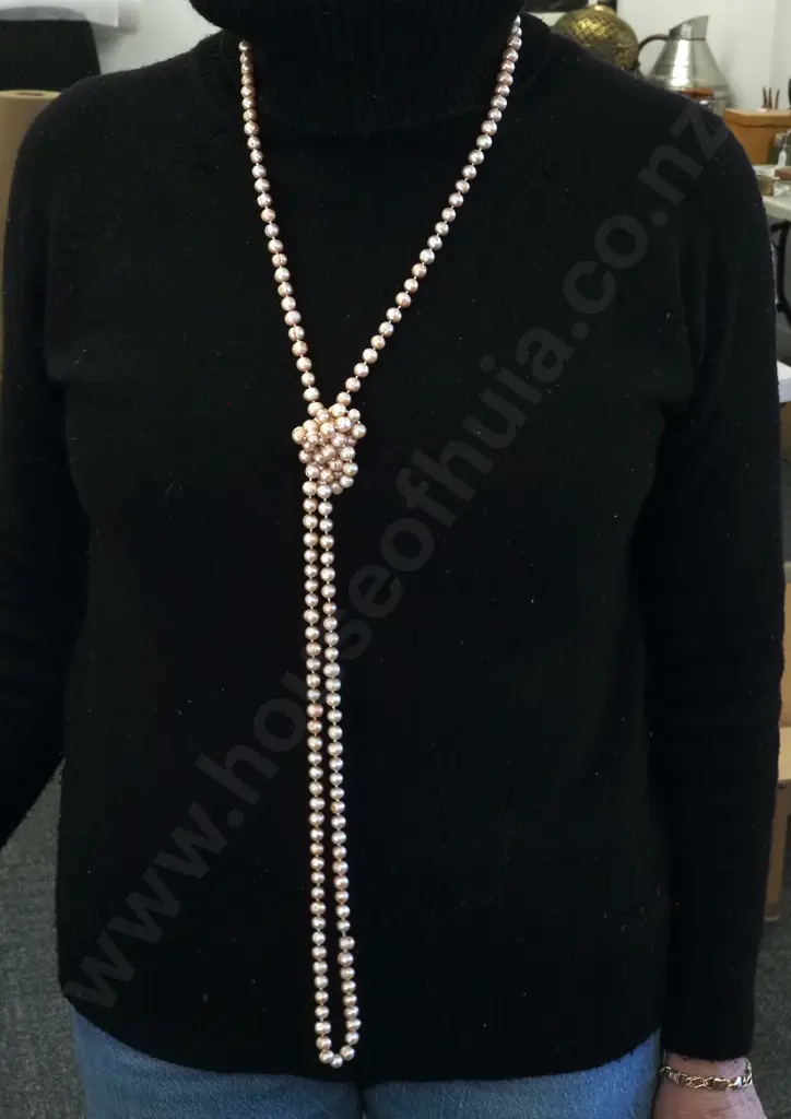 Very Long Strand of Assorted Pink Freshwater Pearls Image 1++