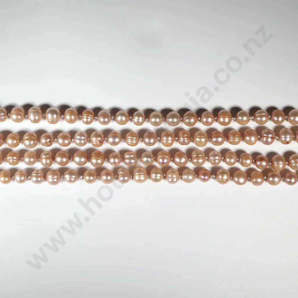 Very Long Strand of Assorted Pink Freshwater Pearls Image 1++