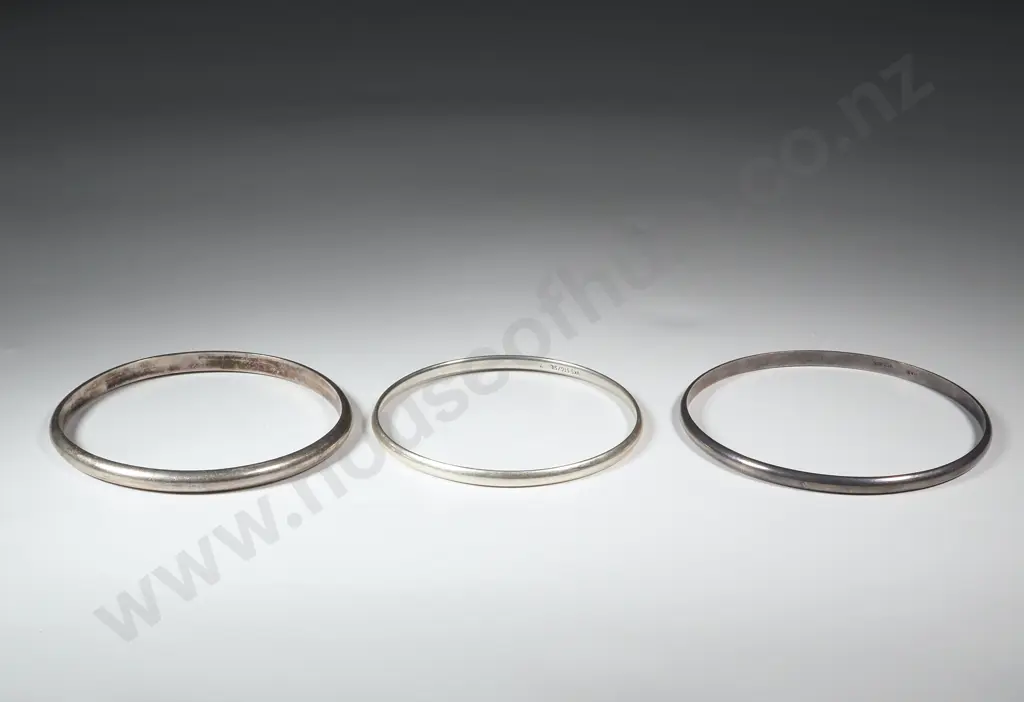 Three Sterling Silver Bangles Image 1++