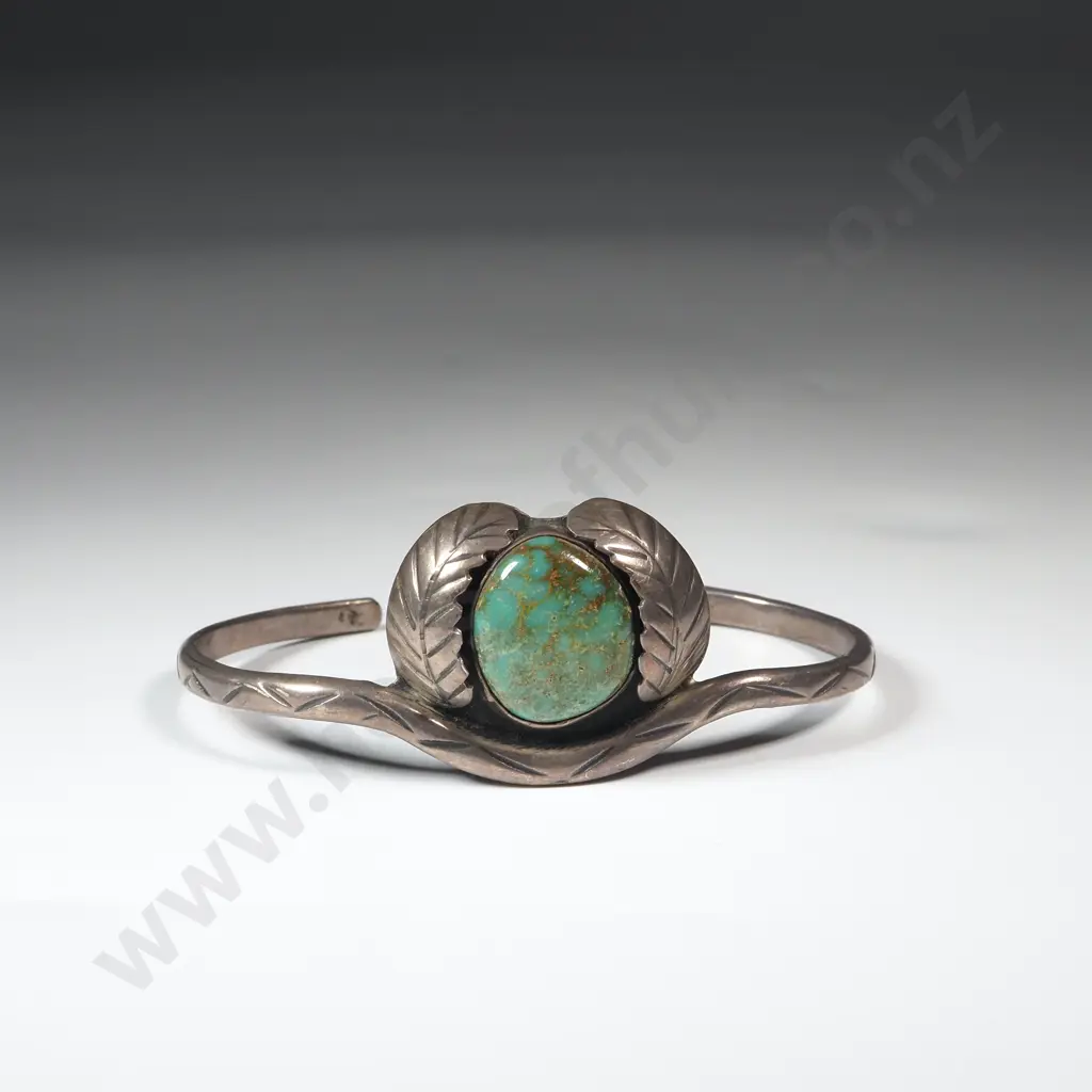 Sterling Silver Turquoise &  Bangle. Marked 925 Image 1++