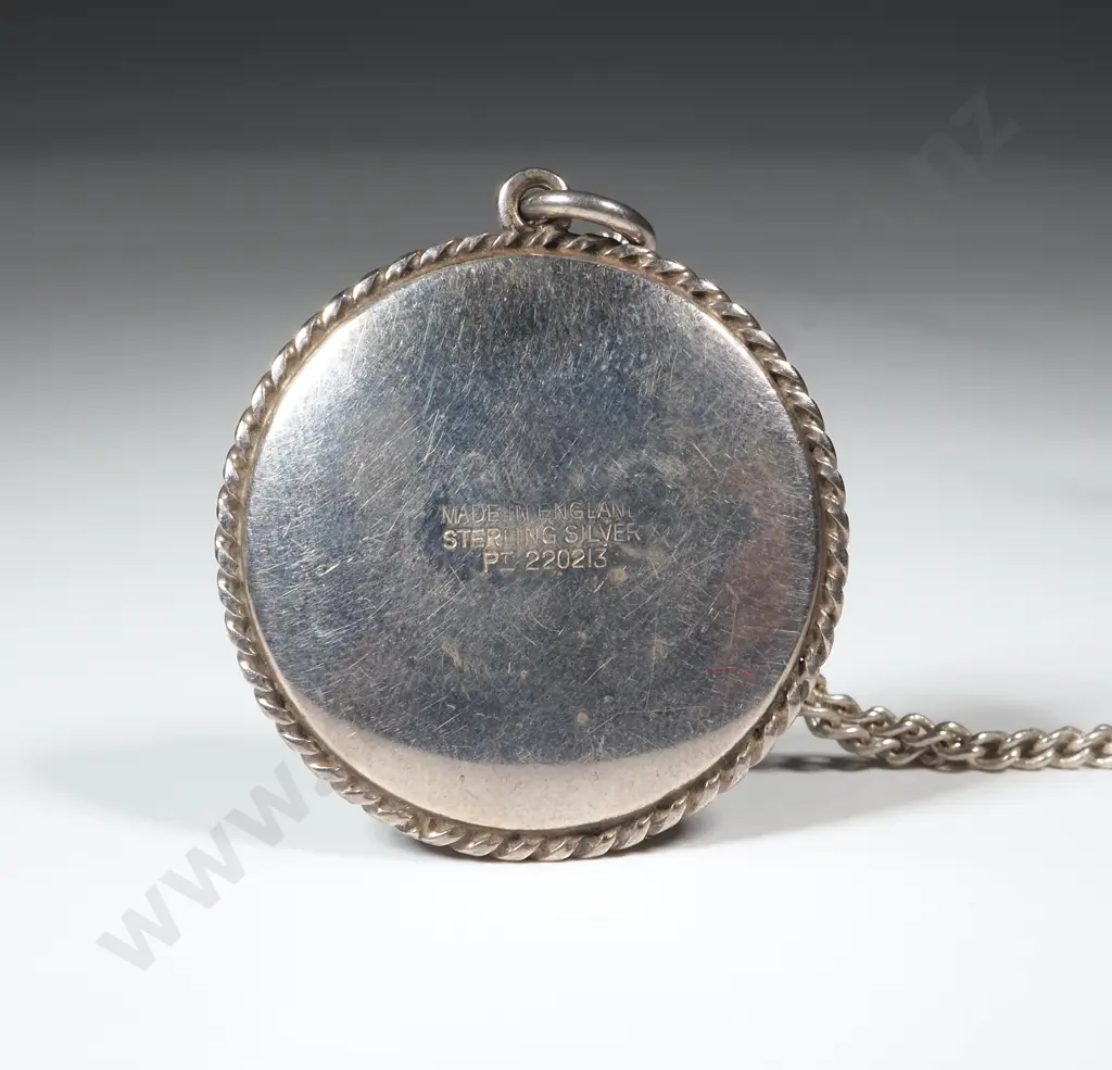 Sterling Silver Circular Butterfly Wing Pendant With Sailing Ship Image 1++