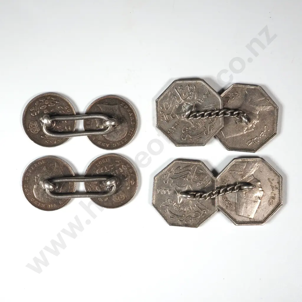 Two Pairs of Sterling Silver Coin  Cufflinks  Image 1++