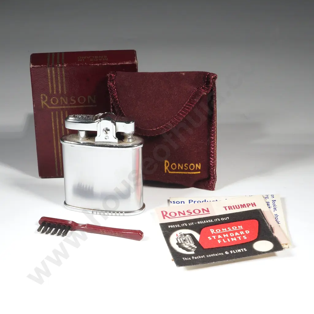 Boxed Ronson "Triumph"Chromium Cigarette Lighter with Carry Case Image 1++