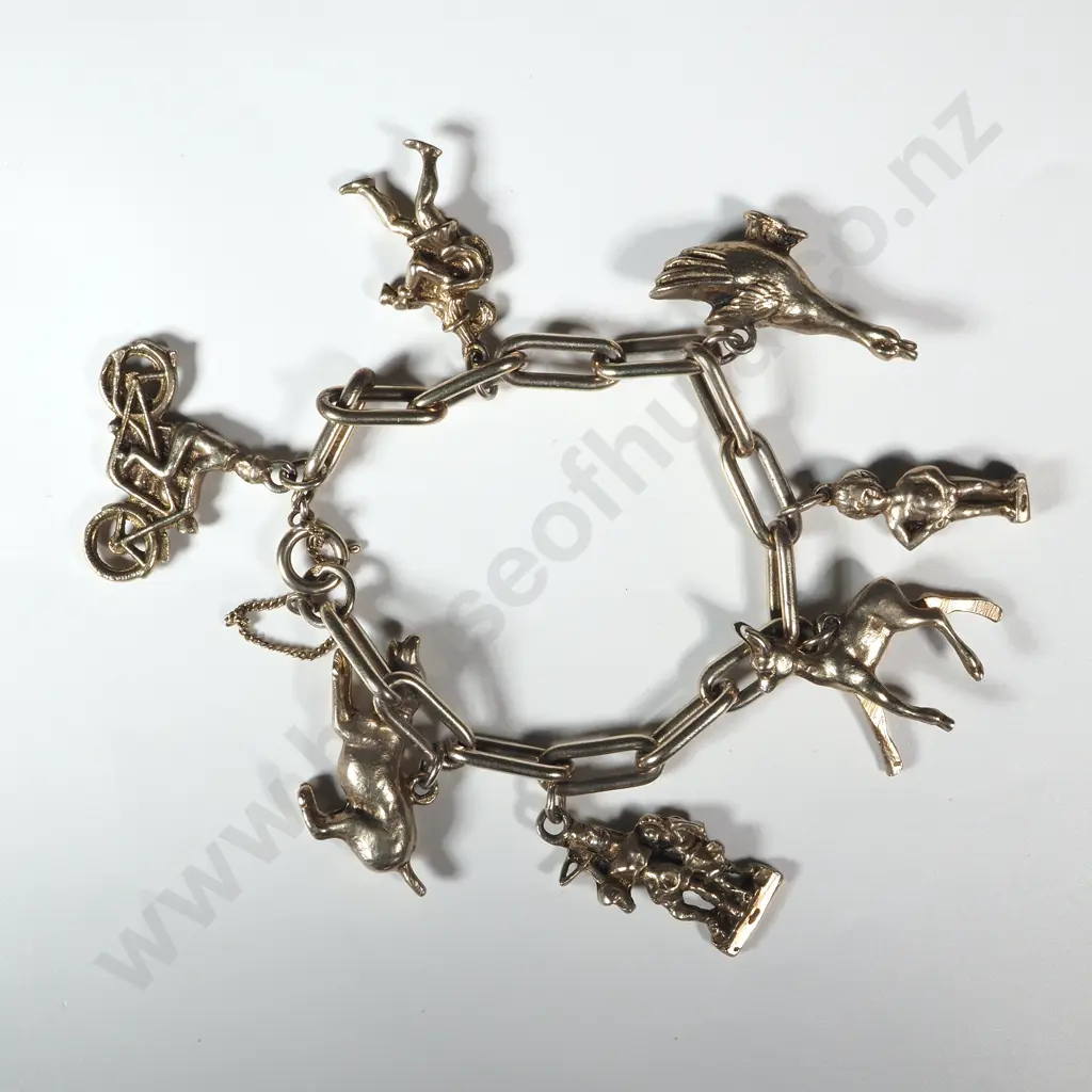 Sterling Silver Chain  Link Charm Bracelet  Image 1++