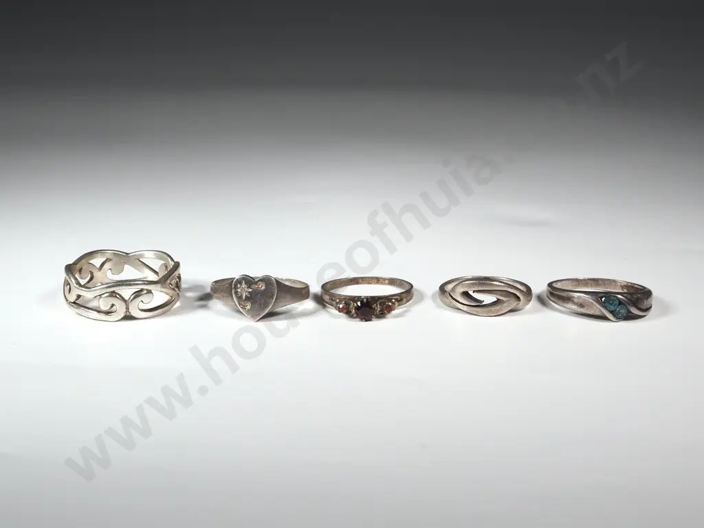 Five Sterling Silver Rings Image 1++