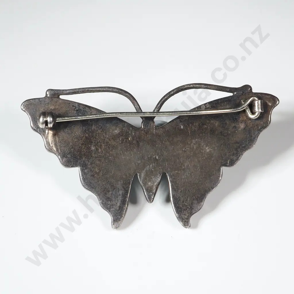 Paua Sterling Silver Butterfly Brooch Image 1++