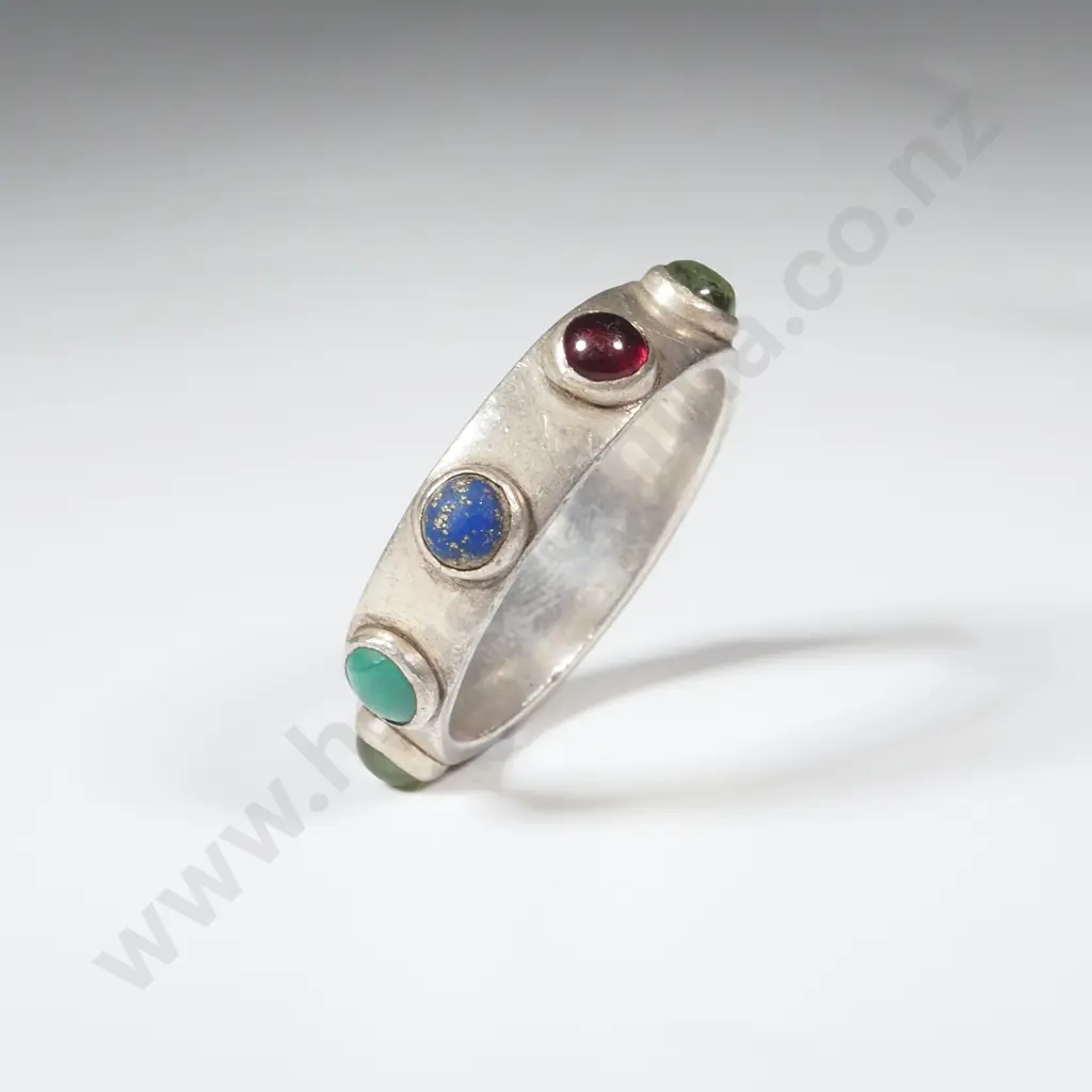 Sterling Silver Ring Set With  Multi Coloured Stones Image 1++