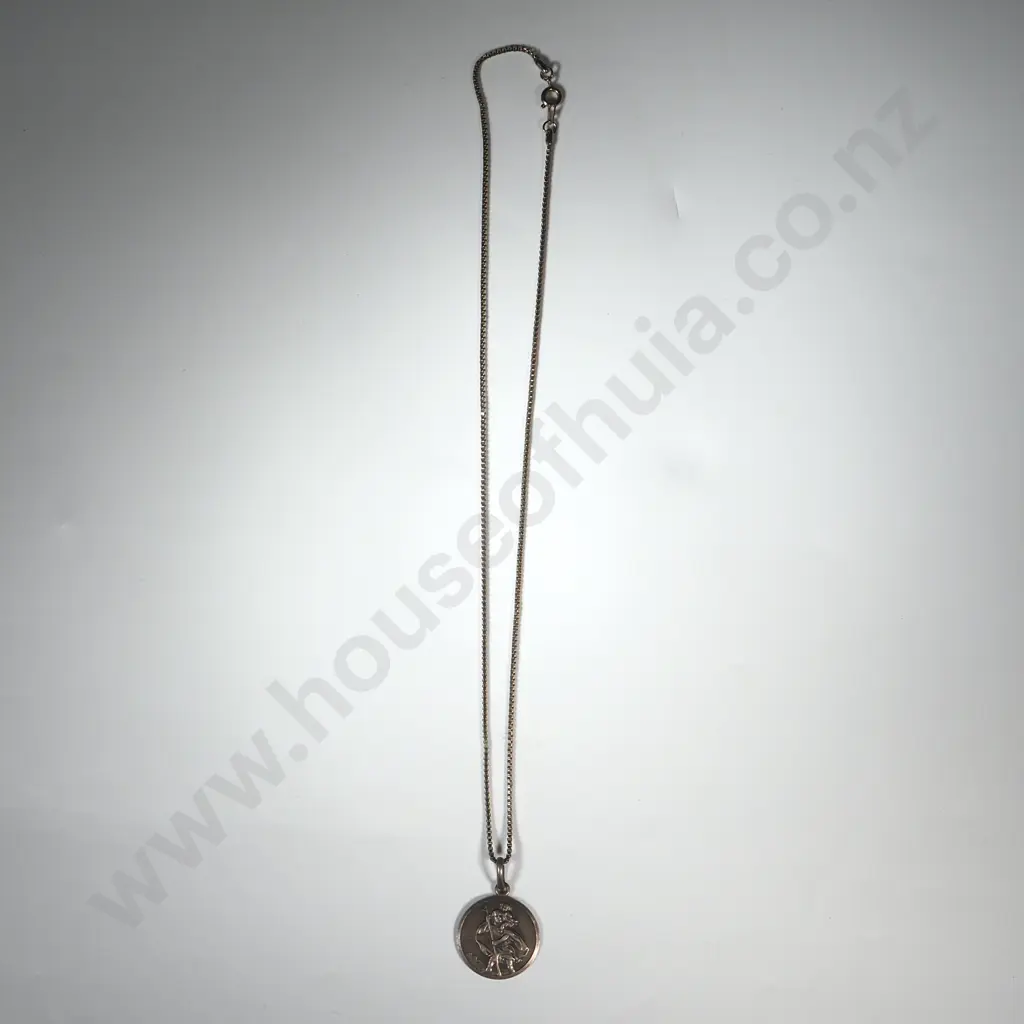 Sterling Silver St Christopher & Box Link  Chain Image 1++