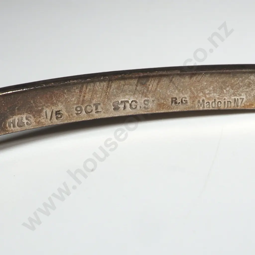 Gold Washed Sterling Silver Engraved  Snap Bangle. Image 1++