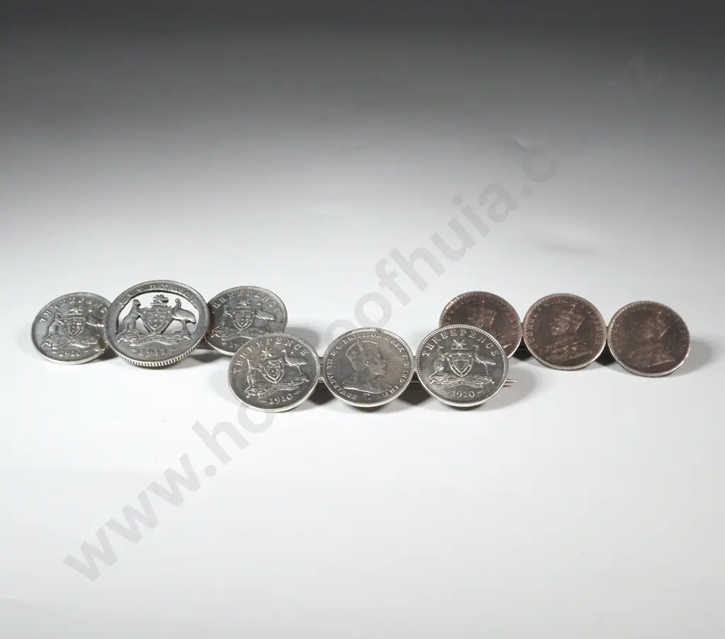 Three Sterling Silver Coin Brooches  Image 1++