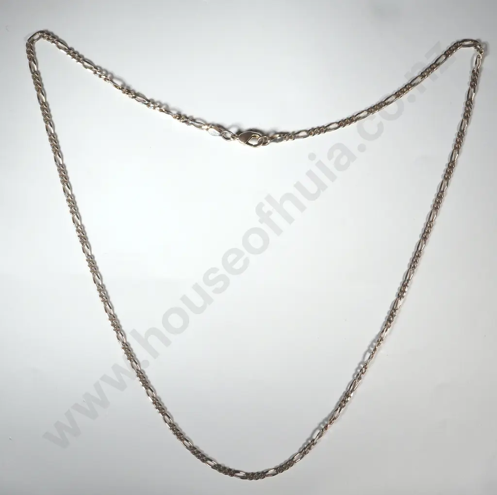 One Sterling Silver Figaro Link Necklace Image 1++