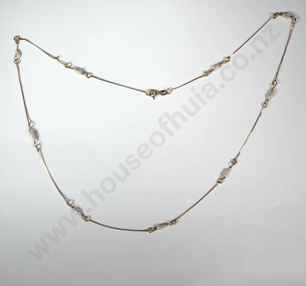 14ct Gold Pearl Necklace Image 1++