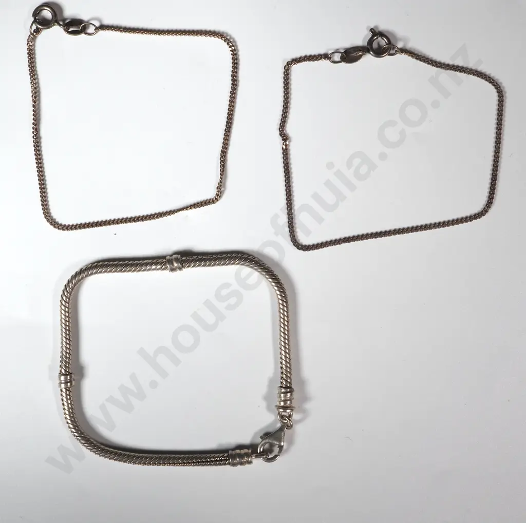 Fine Sterling Silver Bracelets & a Modern Silver MH Charm Bracelet  Image 1++