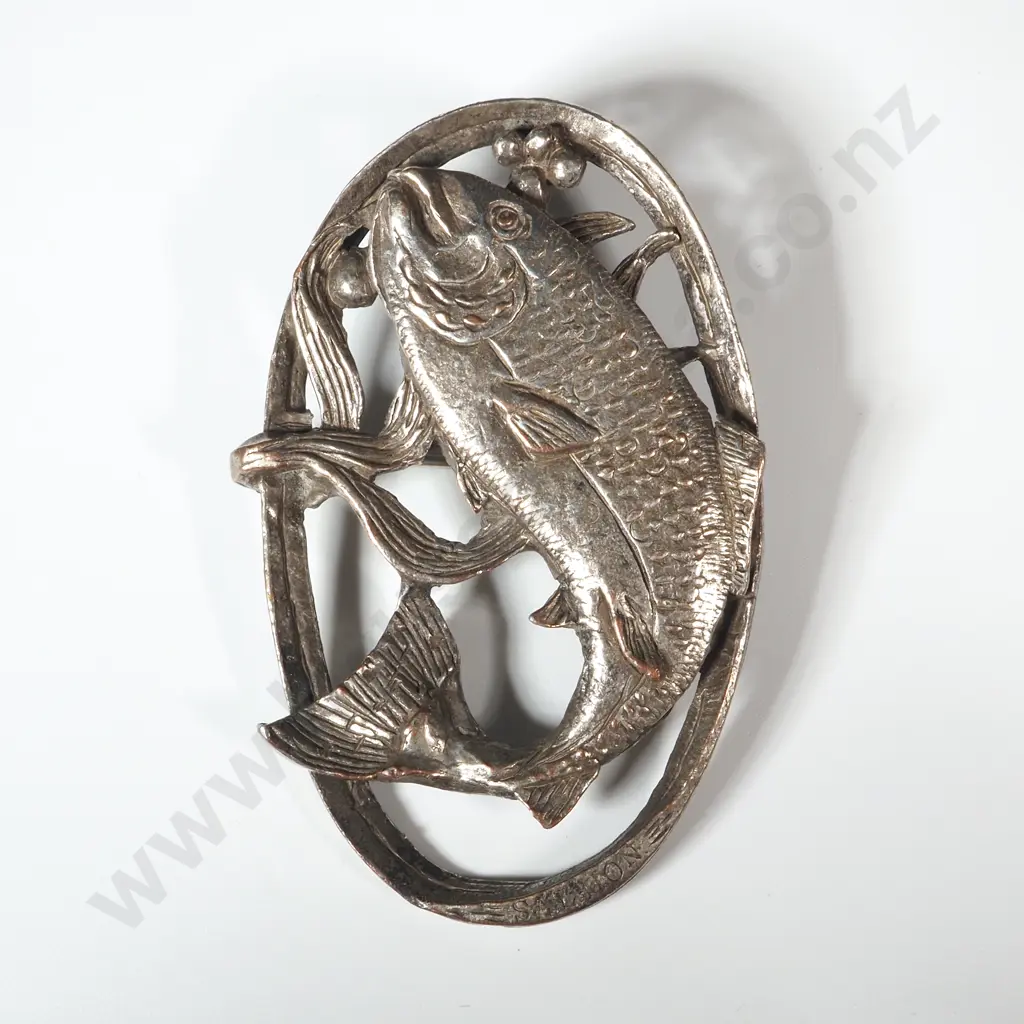 Vintage Silver Toned Miracle Scottish Salmon Brooch  Image 1++