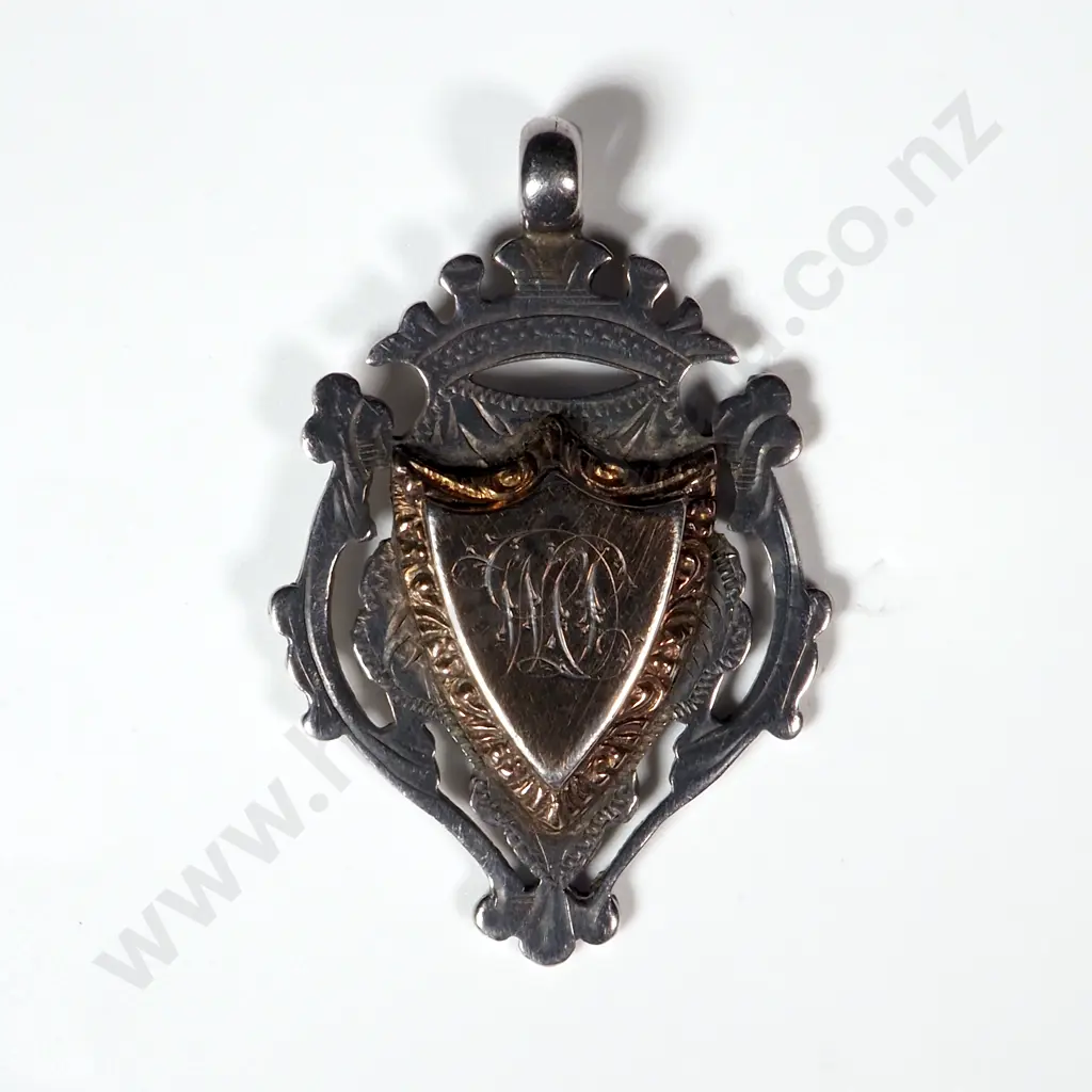 Gold & Sterling Silver Pendent - Initials Engraved on Front. Image 1++