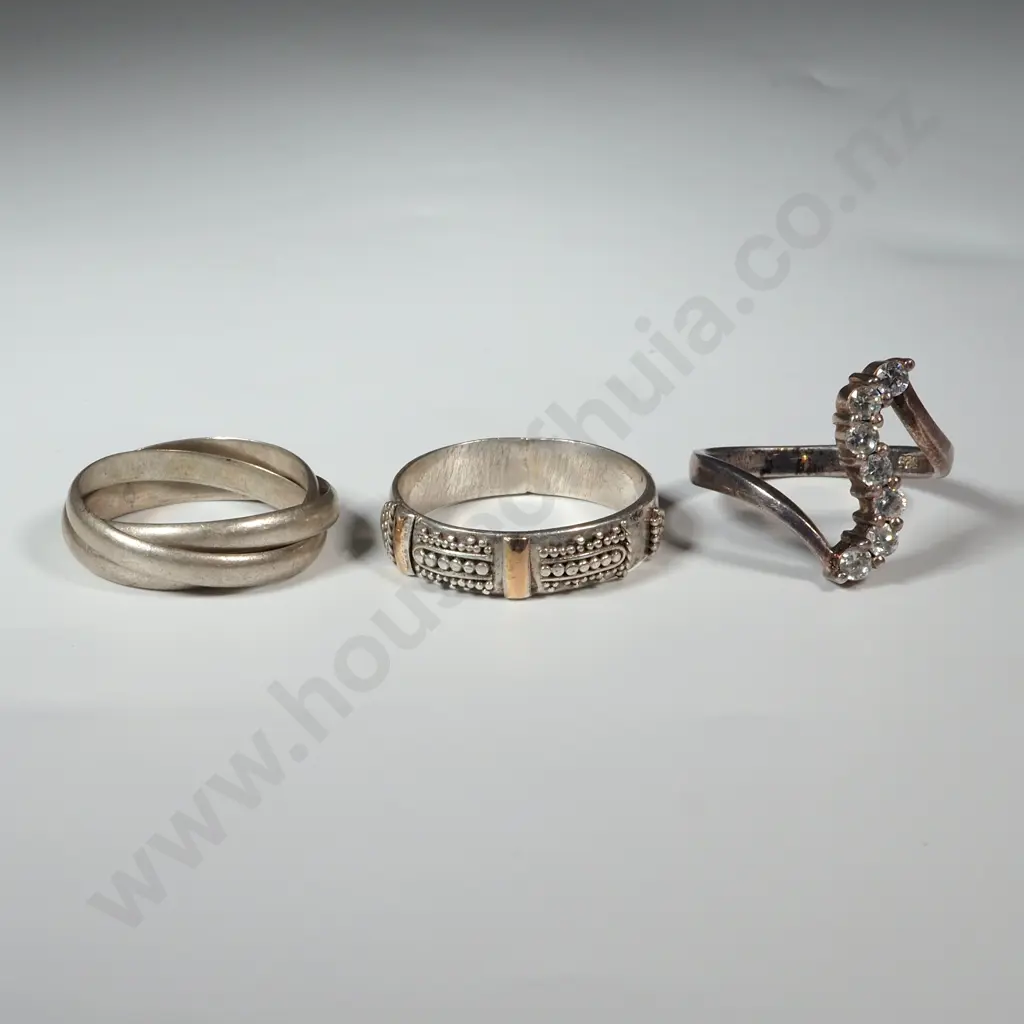 Three  Sterling Silver Rings. Image 1++