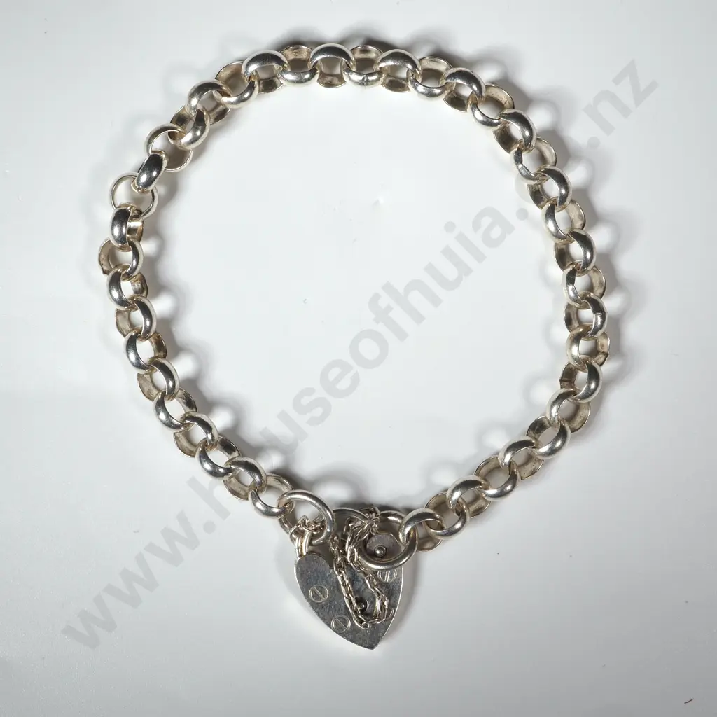 Heavy Sterling Silver Cable Link Bracelet with Padlock Image 1++