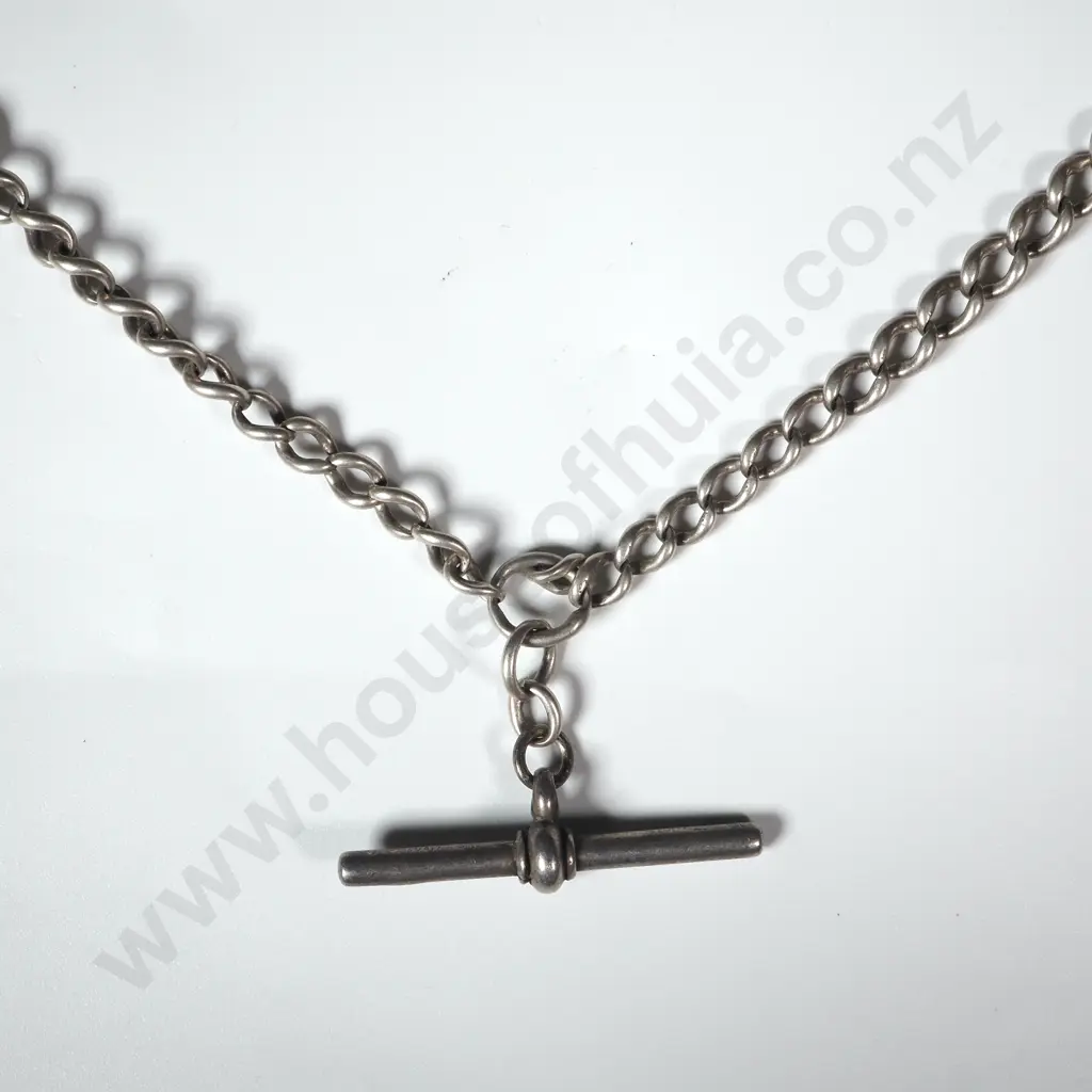 Sterling Silver Watch Chain with T Bar Image 1++