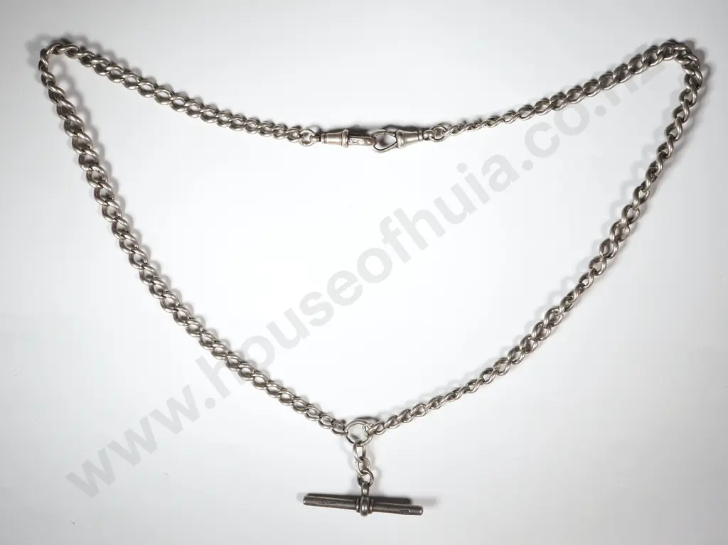 Sterling Silver Watch Chain with T Bar Image 1++