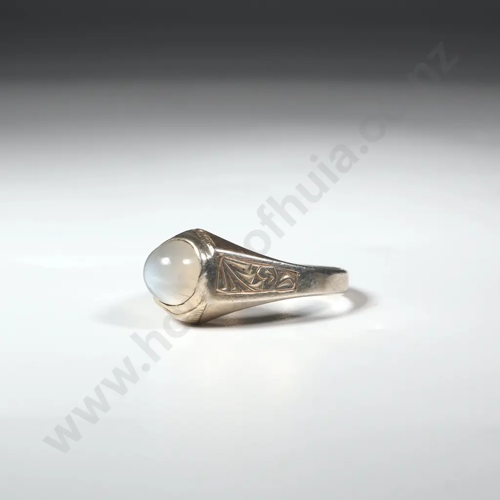 Sterling Silver & White Stone Dome  Ring Image 1++