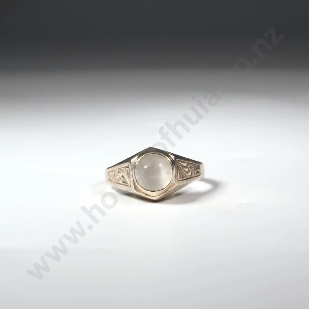 Sterling Silver & White Stone Dome  Ring Image 1++