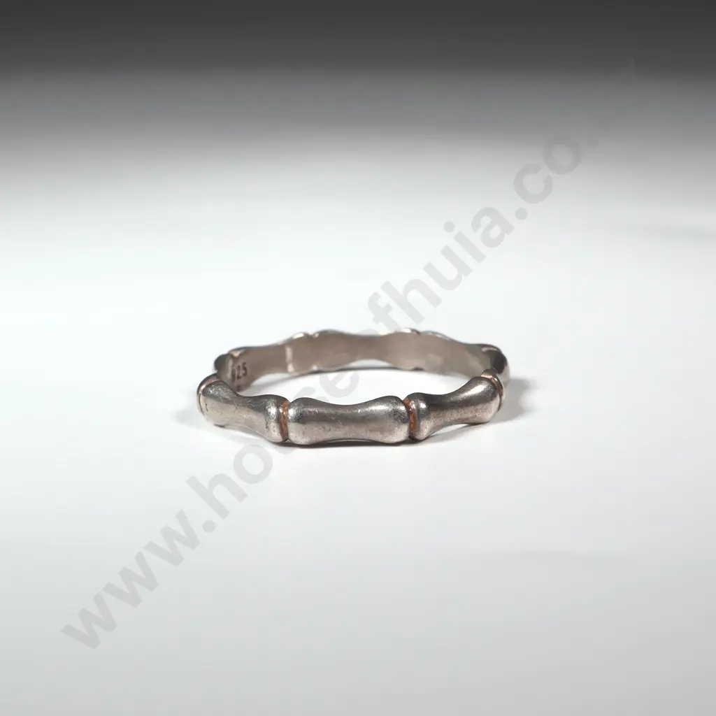 Sterling Silver Bamboo Shaped Ring Image 1++