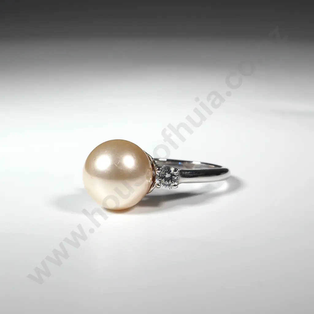 Sterling Silver & Faux Pearl Ring Image 1++