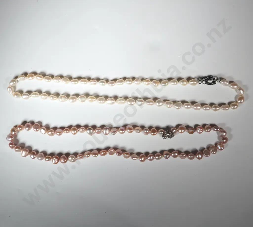 Two Freshwater Pearl Necklaces - One Pink & One White Image 1++