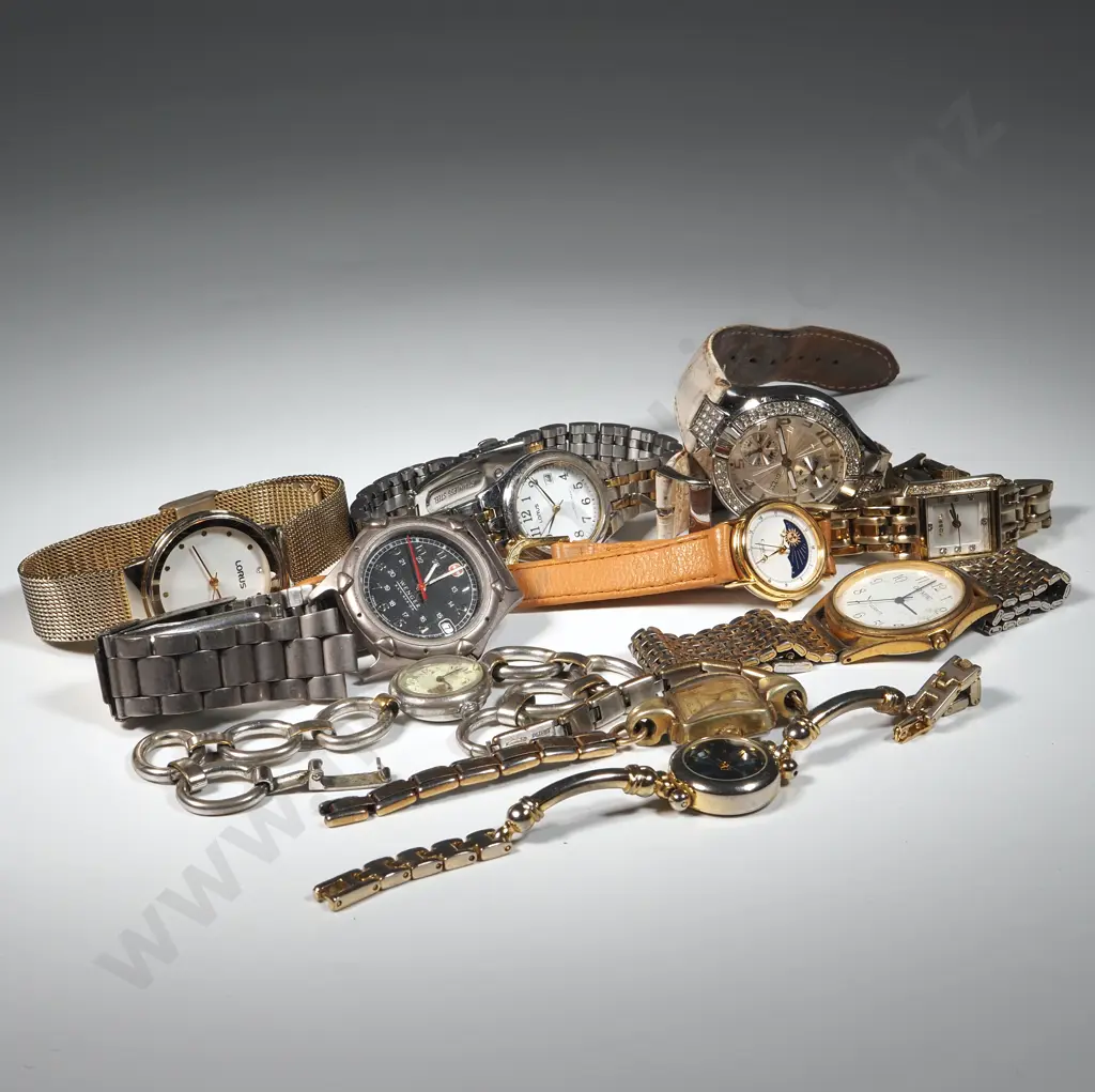 Mixed Lot Of NIne Mens Watches & A Services Pocket Watch  Image 1++