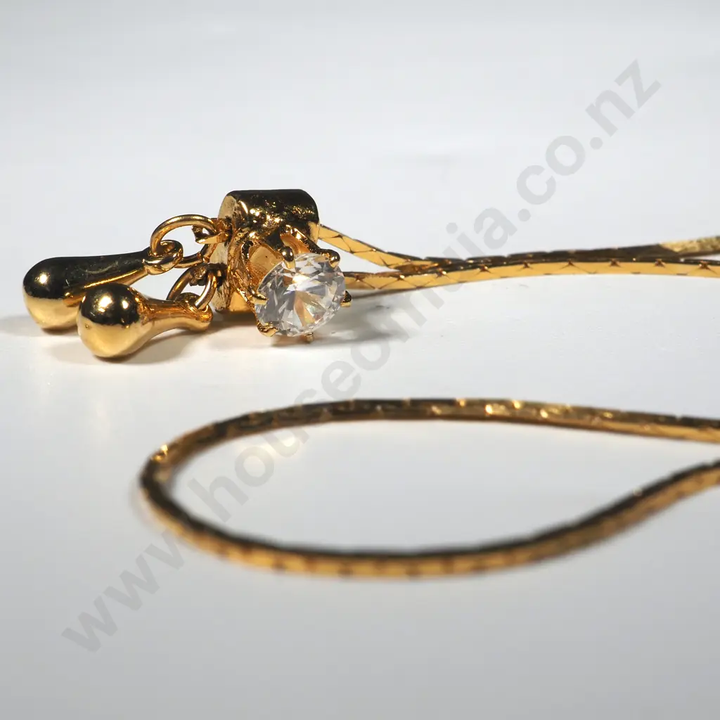 Gold Coloured Chain & Sparkling Pendant. Image 1++