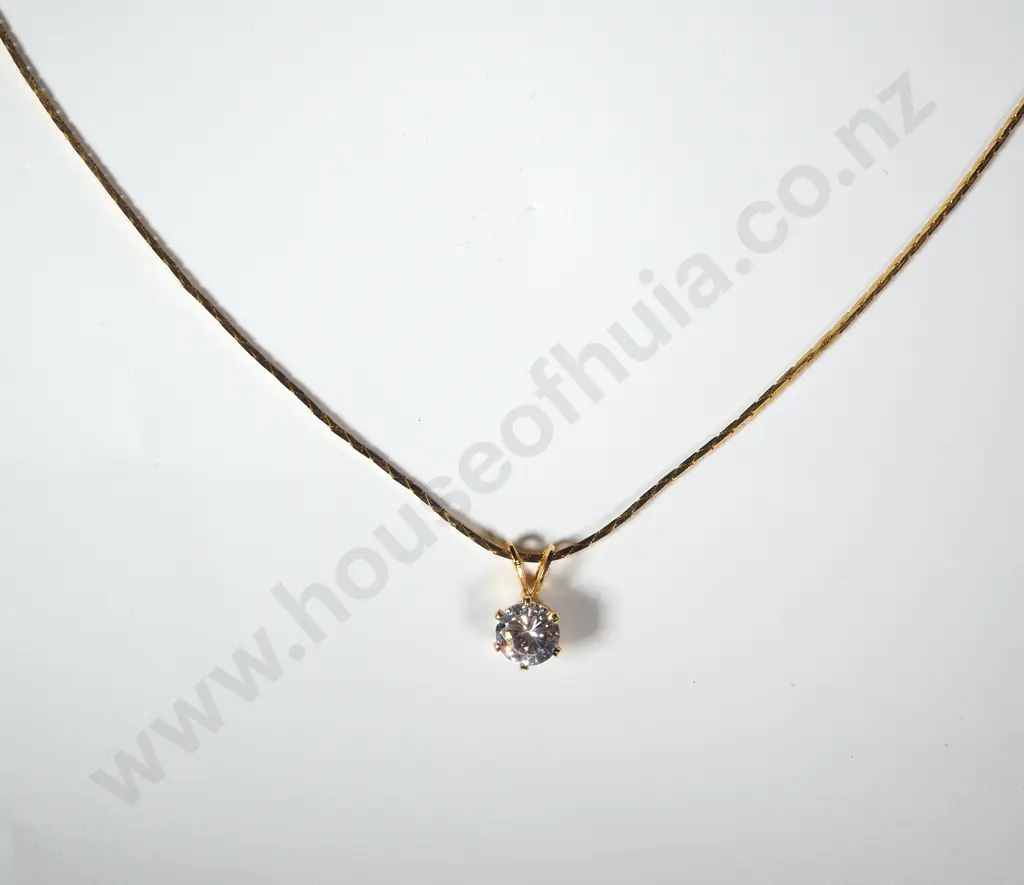 Gold Coloured Chain & Sparkling Pendant. Image 1++