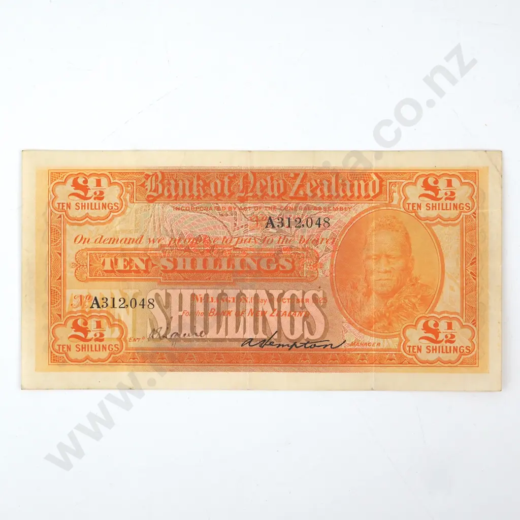 1925 Bank of New Zealand Ten Shillings Image 1++