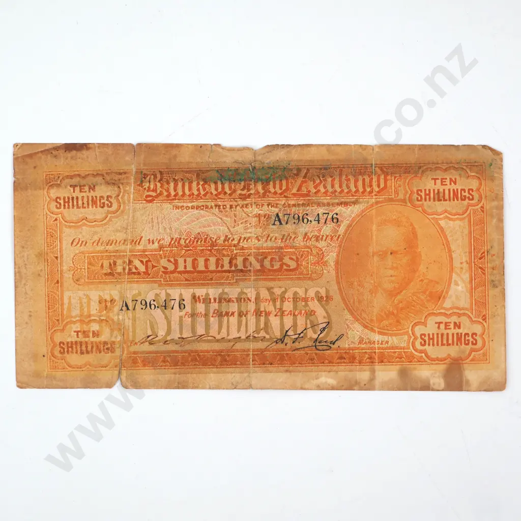 1926 Bank of New Zealand Ten Shillings Image 1++