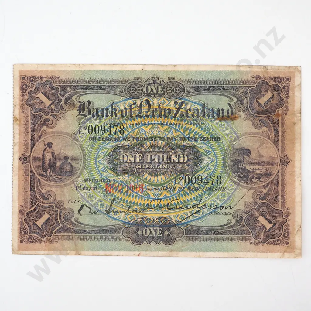 1916 Bank of New Zealand One Pound Image 1++