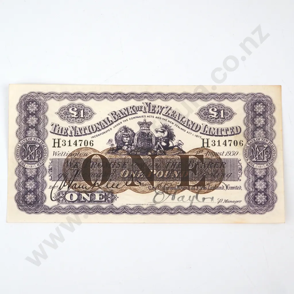 1930 National Bank of New Zealand One Pound Image 1++